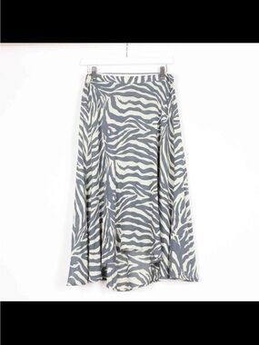 Nomadic Traders Black and Cream Zebra Print Midi Skirt